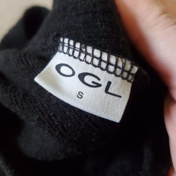 OGL Mock Neck Black Athleisure Stretch Lounge Gym Longsleeve Top S - Picture 6 of 7